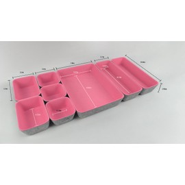 RHONZHAO Felt Drawer Organizer Tray, 8 Pack Drawer organizers bins dividers storage trays, Shallow Desk Drawer Organizer for Office Gadgets and Jewelry Storage (Pink)