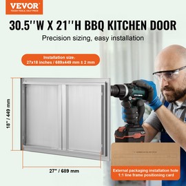 BBQ Access Door, 30W x 21H Inch Double Outdoor Kitchen Door, Outside Cabin 391 - 30.5 x 21 inch