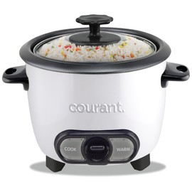 Courant Rice Cooker 8-Cup (Cooked), Removable Non-Stick Bowl, One Touch Rice Cooker, White