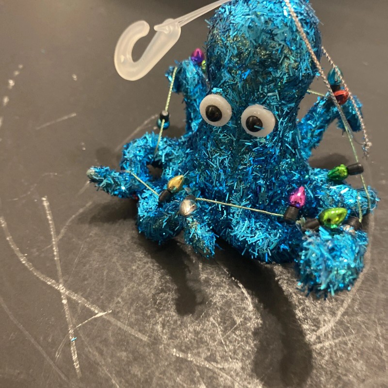 Holiday Time Teal Glitter Octopus Ornament, 3 in, by Holiday