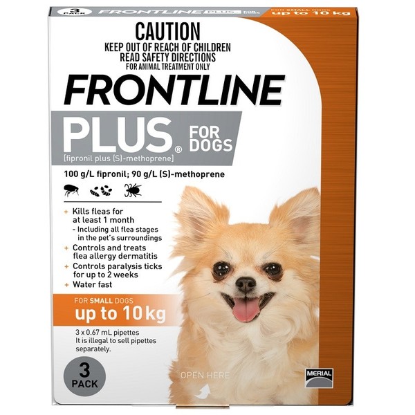 Frontline Plus For Small Dogs (Up To 10kg) - 3 Pack
