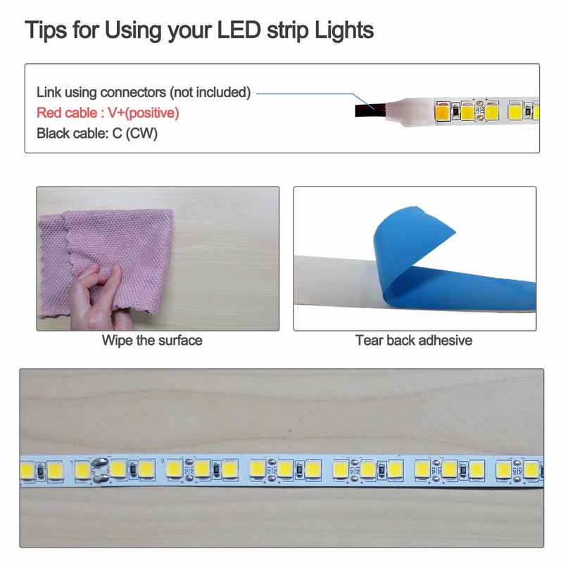 Tesfish 12 V LED Strip Light, 5 m Natural White