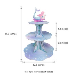 Decor365 - Soporte para cupcakes de sirena rosa para decoración de cumpleaños de sirena para niños bajo el mar, decoración de fiesta de océano, playa, piscina, fiesta de cumpleaños, decoración de