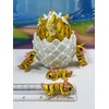 5pcs 3D Printed Axolotl Dragon and Egg, Articulated Gold Mini