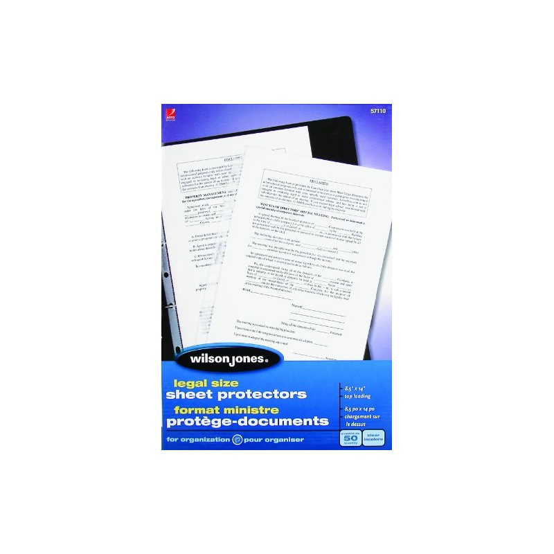 Wilson Jones Heavy Weight Sheet Protectors, Clear, Legal Size, Box