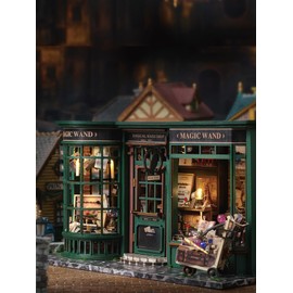 CuteQi Miniature House Kit DIY House Kit Creative Room with Furniture Tiny House Making Kit with Light and Music HandmadeCrafts Gift for Adults & Friends,Lovers and Families(Magic Wand Shop)