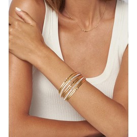 Rumnoke Leather Wrap Bracelets for Women Multilayer Wristband Braided Rope Cuff Bangle Crystal Gold