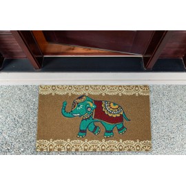 DII Animal Collection Natural Coir Doormat, 17x29, Indian Elephant