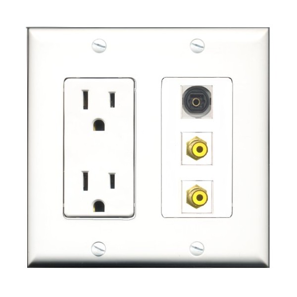 RiteAV - 15 Amp Power Outlet 2 Port RCA Yellow