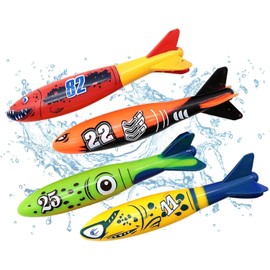 Uadme 4 Pcs Underwater Torpedo Rocket Throwing Swimming Diving Game Summer Toy