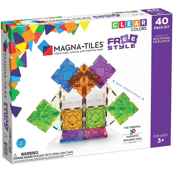 Magna Tiles Freestyle Set, The Original Magnetic Building Tiles for Creative Open-Ended Play, Educational Toys for Children Ages 3 Years + (40 Pieces)
