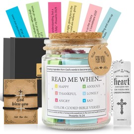Bible Verse Jar, 90 Color-Coded Verses, Christian Birthday Gift For Women, Mom, Friends, Easter Basket Stuffers, Friendship Gifts,Baptism Gifts