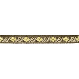 Ruther & Einenkel Decorative Ribbon (Rombe) 15 mm, Antique Gold / Presentation 5 m, Viscose, Polyester, PE Film, 500 x 1.5 x 0.1 cm