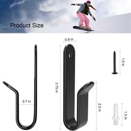 Kvlniqs 4 Pack Snowboard Wall Mount Clips, Horizontal Skateboard Wall Mount with Screws, Snowboard Display Stand, Indoor Snowboard Storage, Snowboard Wall Rack Storage and Display for Room, Garage