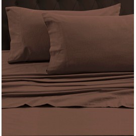 Tribeca Living Queen Luxury Solid Flannel Generous Size Flat Sheet, Chocolate