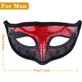 SIQUK Pack of 2 Venetian Mask Pair Lace Eye Mask Masquerade for Evening Dress Dance Ball Party Venetian Masquerade Costume Red