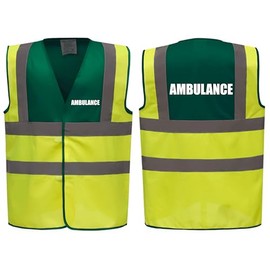 Premium Ambulance Yellow Green Hi Vis Viz Reflective Safety Vest Waistcoat, Reflective High Visibility, Small