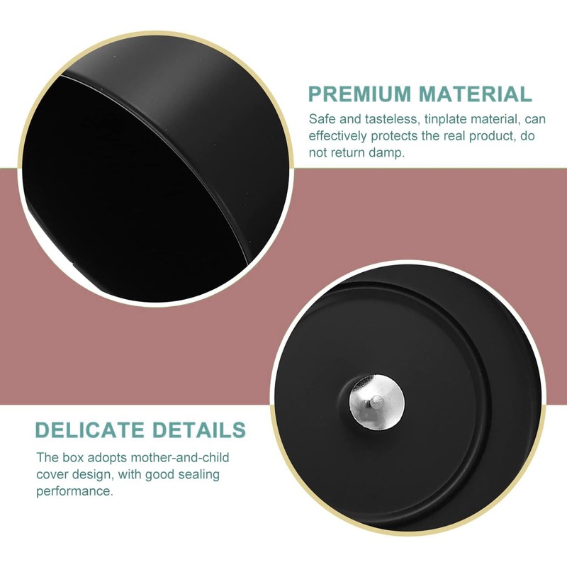 Roczential Matte Black Tea Storage Canister, Double Seal Tinplate Container,