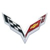 Pair Set Corvette C7 Emblem 3D Metal Badge Cross Flag