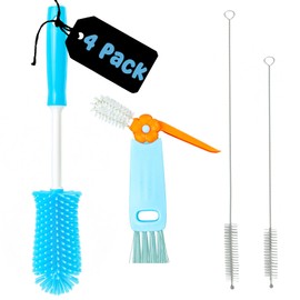 4 Pack Straw Cleaner Brush Set for Owala FreeSip 24oz/32oz/40oz, Silicone Long Handle Bottle Brush for Owala Water Bottle, Sport Bottles, Water Bottles, Coffee Mugs, Wine Decanters, Flask