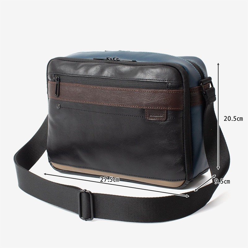 Double BZN-7026 Men's Shoulder Bag, Genuine Leather, B5 Storage, Cowhide