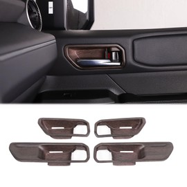 Heutamo Inner Door Handle Bowl Cover Trim Compatible with Toyota Land Cruiser Prado 250 J250 LC250 2024 2025, Piano Black Interior Accessories 4Pcs (Oak Wood Pattern)
