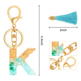 TTYY Alphabet Initial Letter Keychain for Women gift To Little Girls Tassel Butterfly Pendant Key Ring for Backpack (cyan crystal LetterK)