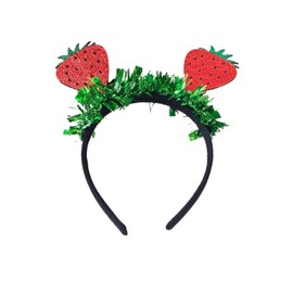 HIXNUG Strawberry Head Boppers Glitter Fruit Headband Lovely Hair Hoop for Home Strawberry Theme Party