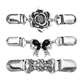 4 PCS Shawl Clips for Women Cardigan Collar Clips Vintage Bra Strap Clips Dresses Shawl Clip Shirts Holder Brooches Pin Gifts