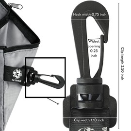 PALTERWEAR Ripstop Nylon Zipper Bag with Clip - Set of 4 (Gray, 7 x 9 inch)