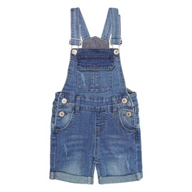 KIDSCOOL SPACE Girls Shorts, Big Girls Stretchy Denim Shortalls,Light Blue,7-8 Years