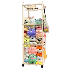 Pmbqifay Pmbqifay Stuffed Animal Storage Zoo Stuffed Animal Organizer, Wood Stuffed Animal Holder, Large Stuffed Animal Storage, Stuffed Animal Cage for Play Room Nursery Bedroom
