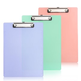 Eagle 3 x A4 Plastic Clipboards Strong Spring Clip Integrated Hanging Holes 80 Sheets Hole