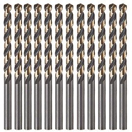 12 PCS, 9/64", Black and Gold Coated Twist Drill Bits, Pack in Plastic Bag