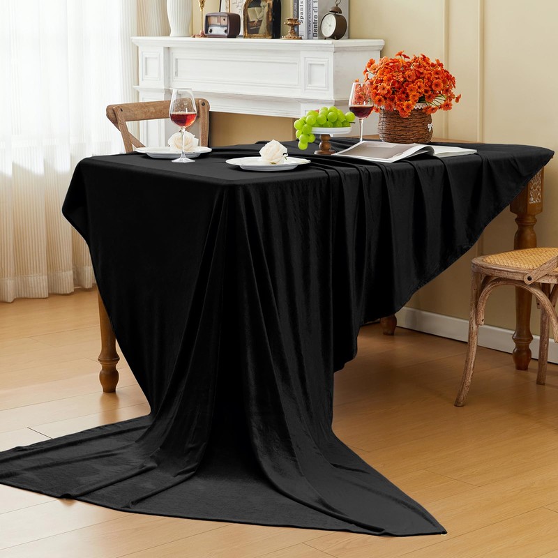 Cobedzy Black Velvet Tablecloth, 60 x 102 Inch Rectangle Table