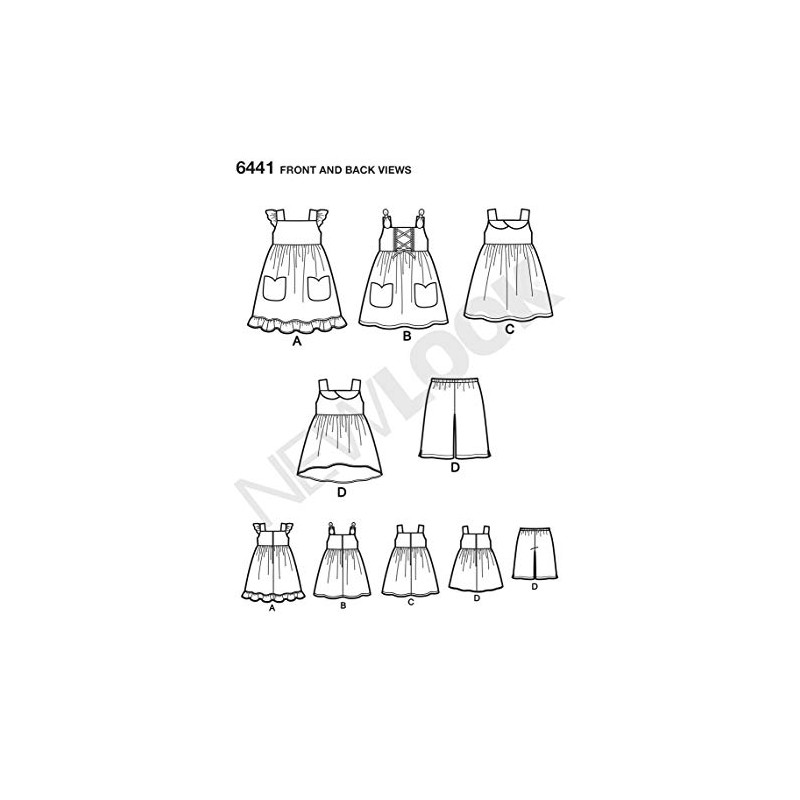 New Look Pattern 6441A Toddlers' Easy Dresses, Top and Cropped