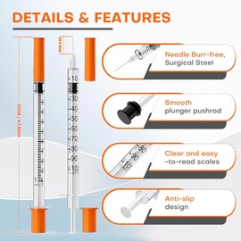 10Pcs 1ml Syringe 30G*8mm Plastic Syringes with Cap for Labs Pets Feeding Small Syringe for Oil or Glue ,Individually Sealed Packaging