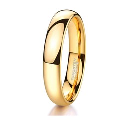 CROWNAL 1mm 2mm 3mm 4mm 5mm 6mm 7mm 8mm Tungsten Silver/Yellow Gold/Rose Gold/Black Wedding Band Ring Men Women Plain Dome Polished Comfort Fit Size 3 To 17 (Gold 5mm,10)