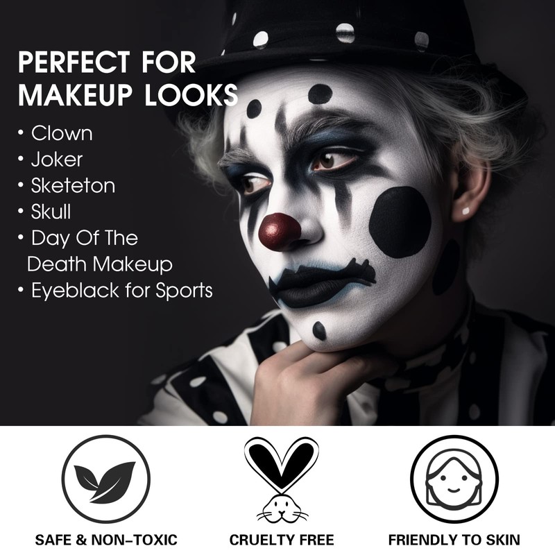 BOBISUKA Black White Face Paint Stick with Setting Powder Set,