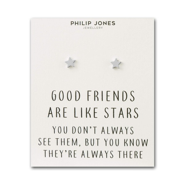 Philip Jones Silver Plated Star Stud Earrings with Quote Card
