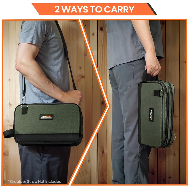 TUFFWORX Tool Bag, Dual Compartment Storage Pouch (Gray)