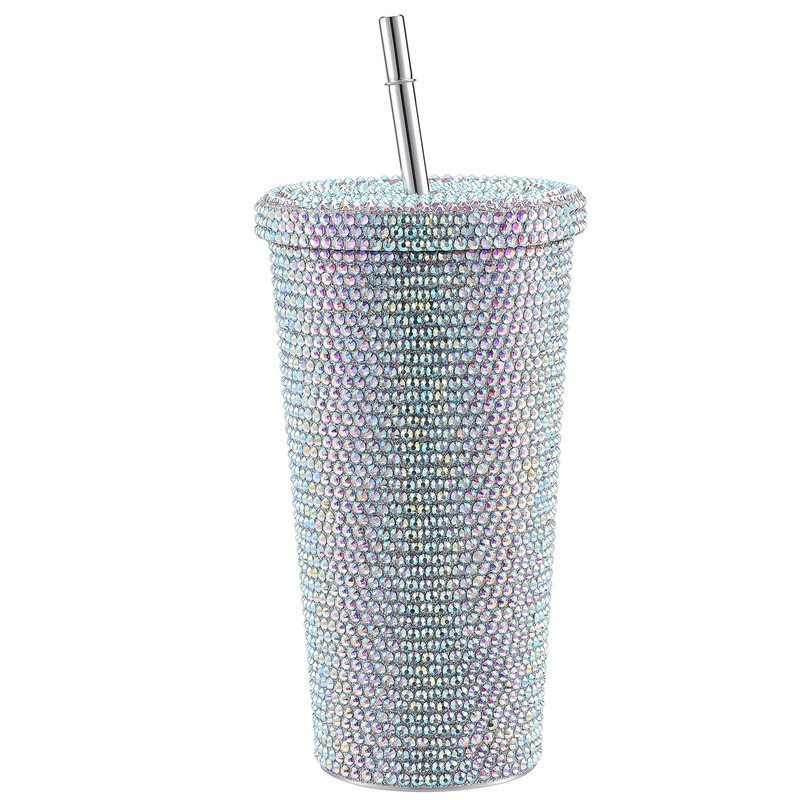500ml Water Bottle Stainless Steel Rhinestone Decoration Vacuum Water Cup