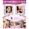 WZKALY Rechargeable Wall Mounted Makeup Mirror with Lights, 4000mAh Double