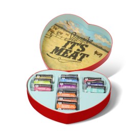 Man Crates Jerky Heart C Includes 14 Delicious Beef Jerky Snacks With Flavors Like Habanero and Honey Bourbon C In A Delightfully Surprising Heart-Shaped Box