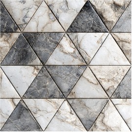 Nuxovilar Peel and Stick Vinyl Flooring, 12x12 Inch Geometric Triangle Marble-Look, Self-Adhesive Waterproof Flooring, 10 Pcs