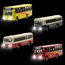 EBS15002 4pcs 1:150 Model Lighted Cars Bus with 12V LED Lights for Building Layout Diecast New