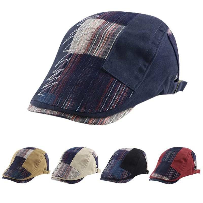 HIQIU Flat Cap Men's Flat Cap Barret Cap, Peaked Cap