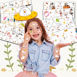 100PCS Silly Goose Temporary Tattoos – Funny Farm Animal-Themed Party Favors, 1st Birthday Decor, Cute Geese & Duck Meme Tattoo Stickers Gifts for Kids, Boys, Girls, School Prizes & Holiday Supplies