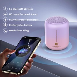 JHSNOEL Bluetooth Portable Speaker,IPX7 Waterproof Wireless Speaker with HD Sound and Bluetooth 5.3,15H Playtime, 5W Stereo,Deep Bass,Hands-Free for Calling,for Home/Party/Outdoor/Birthday Gift(Pink)