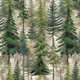 Okydoky Forest Peel and Stick Wallpaper, Green Tree Self-Adhesive Wall Paper, Removable Contact Paper for Bedroom Cabinet Decoration 17.3"x118", No.A03180D-3